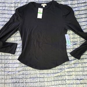 Nwt Derek Heart Black Puff Long Sleeve Top Large